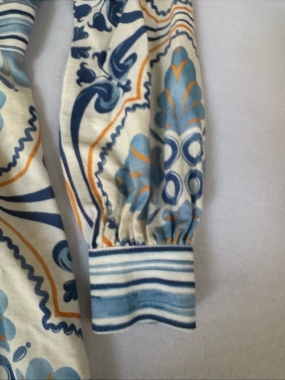 Finders Keepers Blue and White Patterned Long-Sleeve Mini Dress - Picture 4 of 16